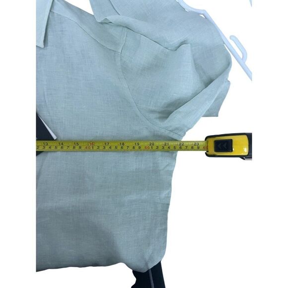 Massimo Dutti Mens Button Up Shirt Size S Green Linen Long Sleeve 0186/450 NWT - Picture 8 of 9